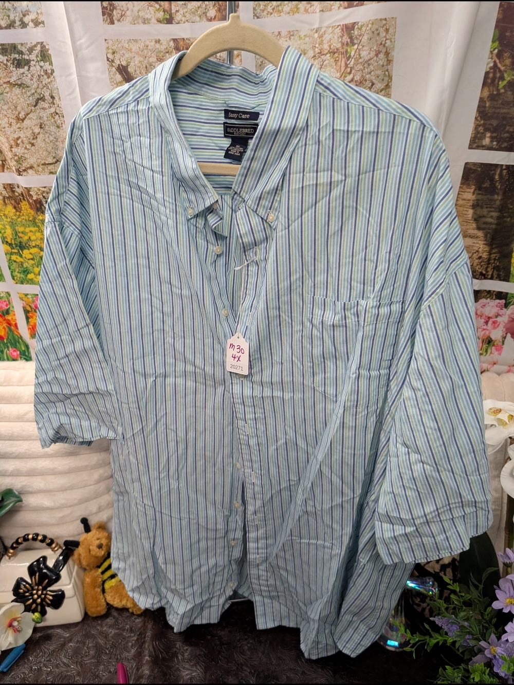 Saddlebred Light Blue Striped Button-Down Shirt - Men's
